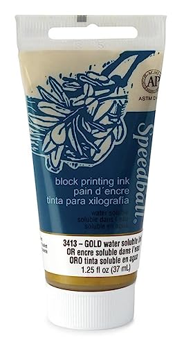Speedball SPD-3413 Water Soluble Block Printing Ink, Gold, 1.3 oz - color: Multicolor, size: 1.3 fl oz