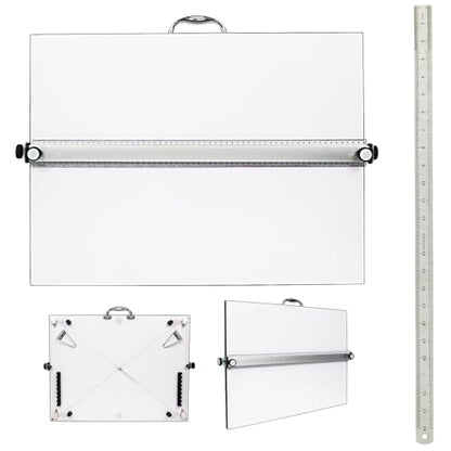 Portable Drafting Board, 23"X31" Professional Architecture Drafting Board, Tabletop Drawing Board with Ruler & Parallel Bar, Drafting Tools for Architects, Artists, Engineers, and Designers - size: 23" x 31"