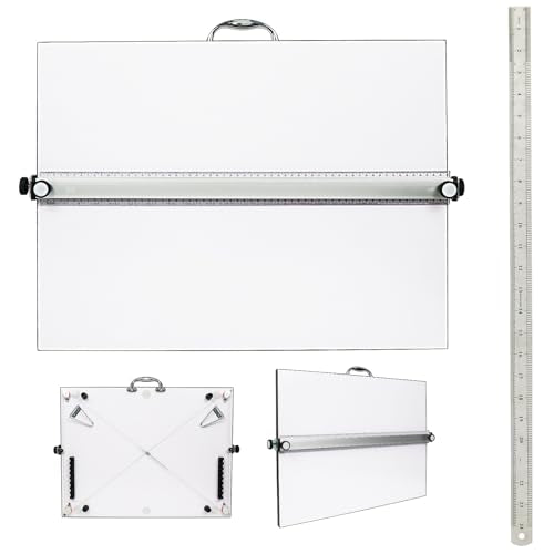 Portable Drafting Board, 23"X31" Professional Architecture Drafting Board, Tabletop Drawing Board with Ruler & Parallel Bar, Drafting Tools for Architects, Artists, Engineers, and Designers - size: 23" x 31"