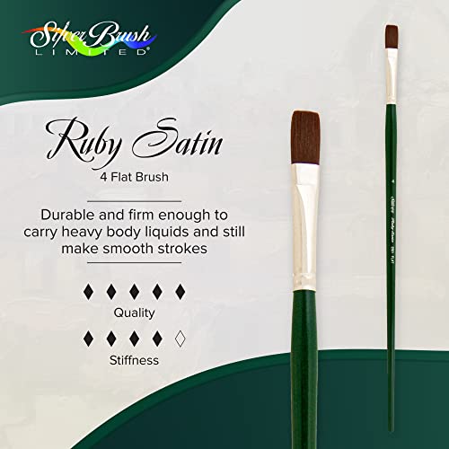 Silver Brush 2501-4 Ruby Satin Long Handle Synthetic Brush, Flat, Size 4 - size: Size - 4