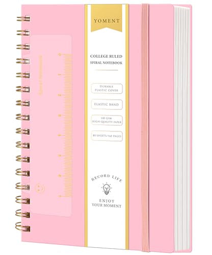 Yoment Lined Spiral Notebook Journal for Women Men A5 Small Spiral Notebooks 5x7 160 Pages Pink Notebook College Ruled Spiral Bound Journal for Work Note Taking School, Pink - color: Pink, style: C - Line - A5