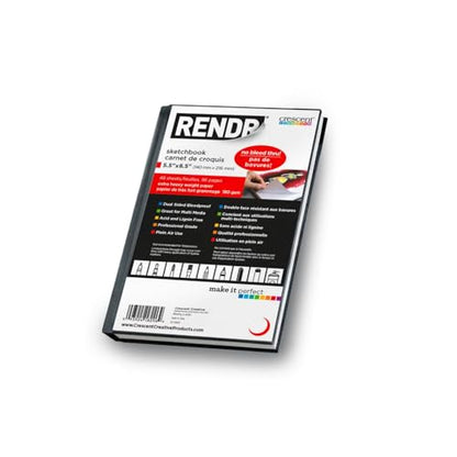 RENDR Hardbound Sketchbook 5.5x8.5, Bleed-Proof No Show-Thru Paper | Alcohol Markers, Copic, Ink | 180 GSM Acid-Free, 48 Sheets