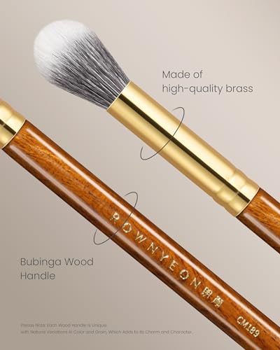 Desert Oak Series Powder Cheek Duo Brush Set - CM 188 Blush Brush & CM 189 Highlighter Brush of Goat Hair for a Soft-Focus Glow, Bubinga Handle - color: CM-0188+CM-0189, size: 2 Piece