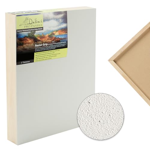 Da Vinci Pro Resist-Grip Coarse Textured Gesso Board, 12x16-4 Pack, 2" Depth Art Boards for Painting, White Acrylic Polymer with Quartz Sand, Warp-Resistant Cradled and Sealed MDF Panel - size: 12x16" - 4 Pack