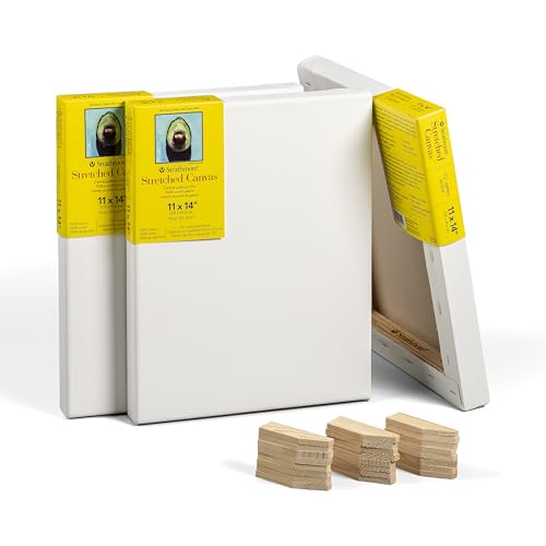 Strathmore 300 Series Gallery Stretched Canvas Pack, 11x14 inch, 3 Pack, Art Canvas for Students Professionals - size: 11x14 inch, style: Gallery Profile