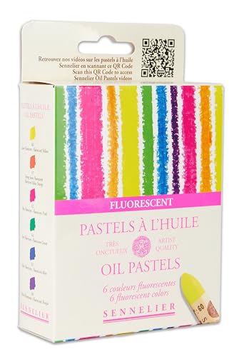 SENNELIER Oil French Pastel for Professional Artists, Fluorescent Set of 6, 395