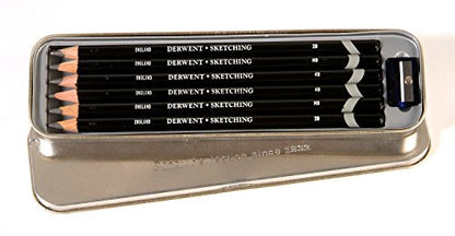 Derwent Sketching Pencils, 4mm Core, Metal Tin, 6 Count (0700836) - size: 6 Count (Pack of 1)