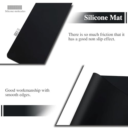 2Pcs Black Silicone Placemats, 15.7"x 11.8" - Kitchen Counter & Baking Silicone Mats - color: Black, size: 15.7"x 11.8"
