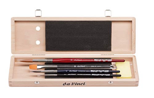 da Vinci Watercolor Series 5260 Deluxe Paint Brush Set, Synthetic with Wooden Storage Box and Brush Soap, Multiple Sizes, 4 Brushes (Series 18, 36, 5530, 5580) - style: Birch Box Watercolor Set 1