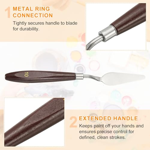 HARFINGTON 2pcs Palette Knife Painting Tool 2.44 x 0.87 Stainless Steel Art Spatula Pallet Knives Scrapers Tools with Beech Wood Handle for Acrylic Oil Canvas Mixing Spreading, Red/Silver - size: 2.44" x 0.87"
