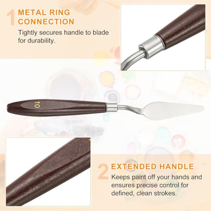 HARFINGTON 2pcs Palette Knife Painting Tool 2.44 x 0.87 Stainless Steel Art Spatula Pallet Knives Scrapers Tools with Beech Wood Handle for Acrylic Oil Canvas Mixing Spreading, Red/Silver - size: 2.44" x 0.87"