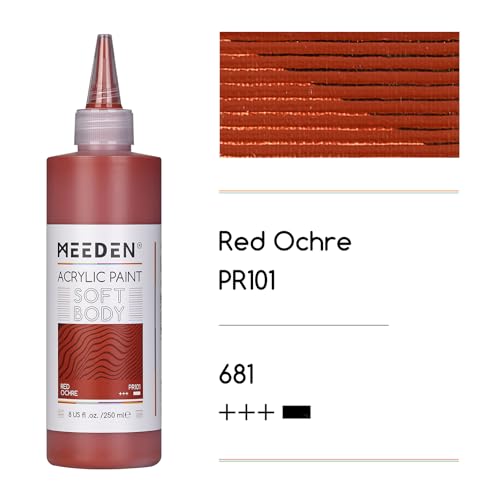 MEEDEN Red Ochre Acrylic Paint: Matte Finish 250ml/8.45oz Soft Body Bulk Acrylic Colors in Matte Finish - Fluid Flow Art Paints for Artists Canvas Painting - color: Red Ochre
