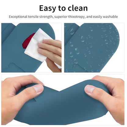 Travel Makeup Brush Holder with Cleaning Pad -Silicone Brush Organizer Case, Magnetic Closure Waterproof Cosmetic Bag for Easy Storage & On-the-Go Cleaning (9.05 Inch) - color: Dark Blue