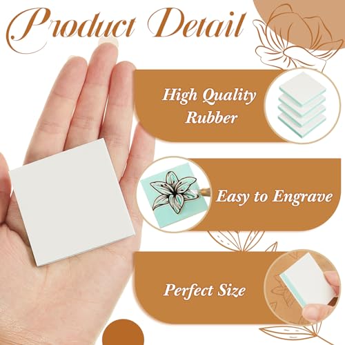 Frienda 72 Pcs 2" x 2" Rubber Carving Blocks Linoleum Blocks for Printmaking, Stamp Making, DIY Crafting, Scrapbook, Painting, Soft and Easy to Carve (White Green) - color: White Green