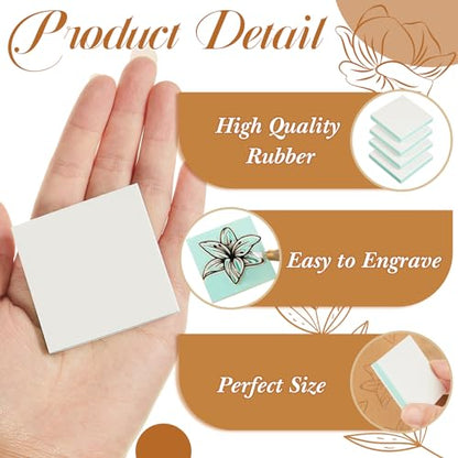 Frienda 24 Pcs 2" X 2" Rubber Carving Blocks Linoleum Blocks for Printmaking, Stamp Making, DIY Crafting, Scrapbook, Painting, Soft and Easy to Carve (White Green) - color: White Green