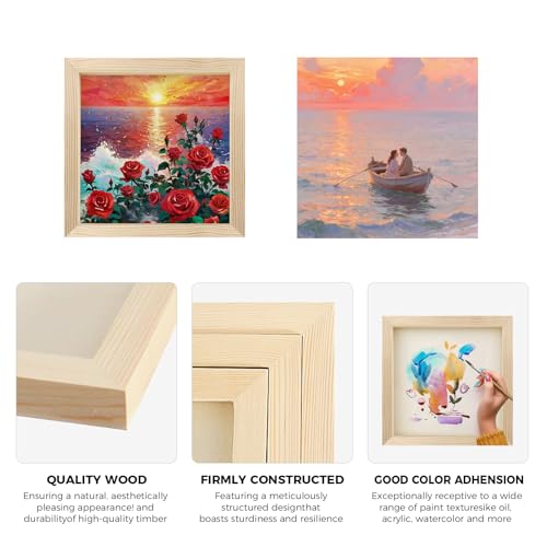 8 Pack 8x8 Inch Unfinished Square Wood Panels for DIY Painting Crafts | Blank Wood Canvas Frames for Oil Paint Pouring & Valentine Halloween Xmas Decor - size: 8"×8" 8 Pack