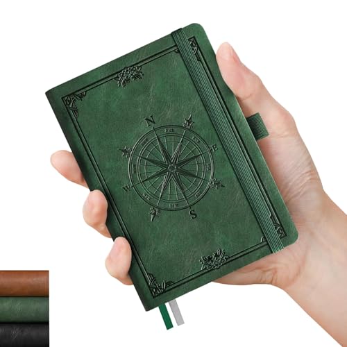 AHGXG Small Lined Pocket Journal Notebook for Men - 256 Numbered Pages College Ruled B6 Mini Journal, Vintage Soft Leather Hardcover, 80gsm Paper, for Women Work Office School, 4.1'' X 5.7''- Dark Green - color: Dark Green, style: B6-Lined Notebook