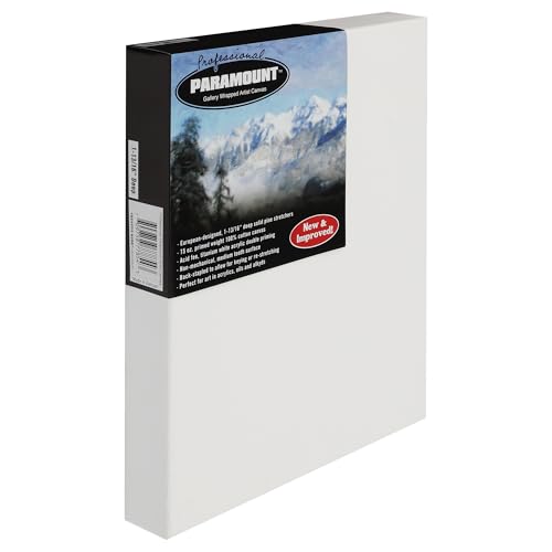 Paramount Professional Gallery Wrapped Canvases for Painting, 10x10 in Heavy-Duty Stretched Canvas, Unbleached 100% Cotton, 1-13/16 Deep, Acid-Free, Triple-Primed, Medium-Tooth Surface - size: 10x10 in