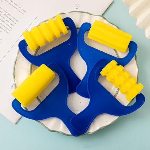 Painting Foam Brush Roller Sponge with Plastic Handle Washable Painting Brushes Touch Up Brush DIY Art Craft Painting Tool 8 pcs - color: C