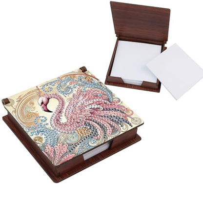 Diamond Painting Kit memo Box, Diamonds Art DIY Flamingo Patterns Sticky Note Box Special Shape Drill, with 160 Sticky Note, Ideal for Home Office Supplies, Handicrafts, Holiday Gifts - color: Flamingo