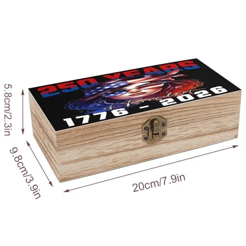 250 Years of America Jewelry Box Wooden Rustic Multi-Purpose Organizer with Front Clasp for Jewelry, Crafts, Accessories & Small Items - color: style-5