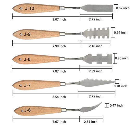 13Pcs Palette Knife Set - Stainless Steel Paint Mixing Drawing Painting Palette Scraper w/Wooden Handle for FX Special Effects in Oil Painting or Acrylic Mixing Spatulas Palette Knives Art Tools
