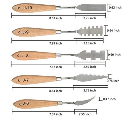 13Pcs Palette Knife Set - Stainless Steel Paint Mixing Drawing Painting Palette Scraper w/Wooden Handle for FX Special Effects in Oil Painting or Acrylic Mixing Spatulas Palette Knives Art Tools