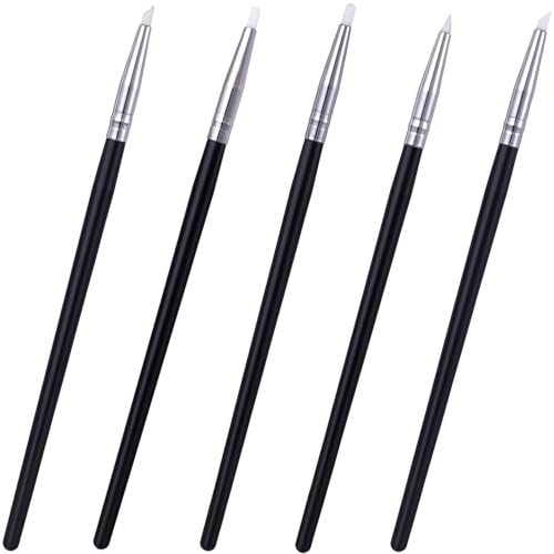 SmallCat 5 Pcs Silicone Paint Brushes, Flexible Clay Carving Tools, Professional Sculpting Tools for Handicraft Pottery Artwork Shaping Carving DIY- White (3mm) - color: White (3mm)