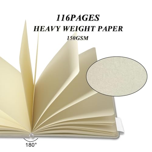 5" x 5" Hardcover Sketch Book,Small Mixed Media Sketch Pad,58 Sheets 150GSM Acid-Free Artist Drawing Paper,Travel Journal Blank Notebook for Adults Painting,Illustration,Art Supplies.Light Gray - color: 150gsm PU-light gray