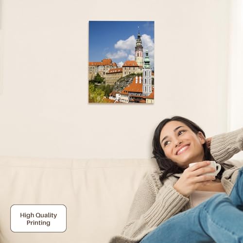 3dRose Czech Republic, Chesky Krumlov. View of town and Krumlov castle. Museum Grade Canvas Wrap 11x14 - size: 11"L x 14"W
