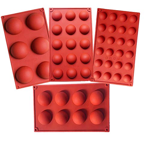 Semicircle Silicone Mold,Shxmlf Half Sphere Chocolate, Candy and Gummy Mold Teacake Bakeware Set for Cake Decoration Mousse Dome Jelly Ice Cream Bombe Cupcake Baking Mold, Assorted Size,Set of 4 - size: 4PACK