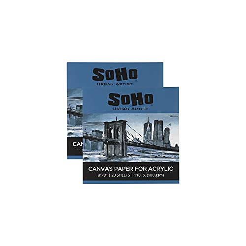 SoHo Urban Artist Acrylic Canvas Pads - Textured Canvas Paper Pad for Painting, Drawing, Pastels, Travel, & More! - [2-Pack - 8x8] - size: 8x8" - 2 Pack