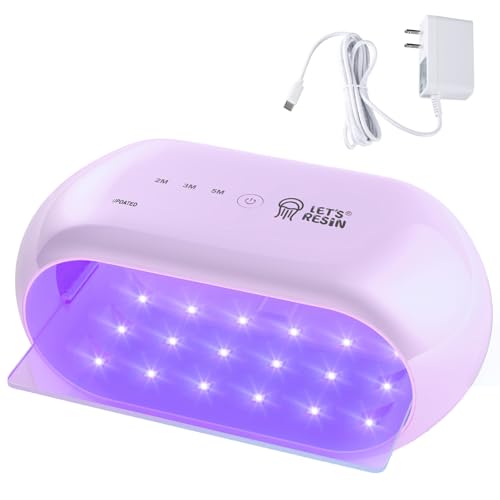 LET'S RESIN UV Light,Two-Sided Longer time Setting(2m,3m,5m) UV Lamp with Single Head Adapter, Large Size 36 Beads LED Light for Resin Curing, Resin Molds,DIY Craft Decor(Purple) - color: Purple