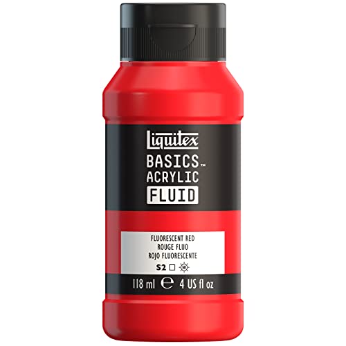 Liquitex BASICS Acrylic Fluid Paint, 118ml (4-oz) Bottle, Fluorescent Red - color: Fluorescent Red, style: 118ml (4-oz)