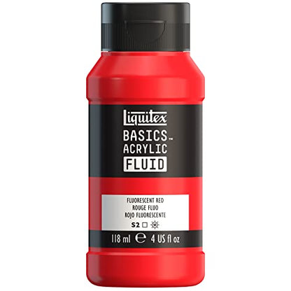 Liquitex BASICS Acrylic Fluid Paint, 118ml (4-oz) Bottle, Fluorescent Red - color: Fluorescent Red, style: 118ml (4-oz)