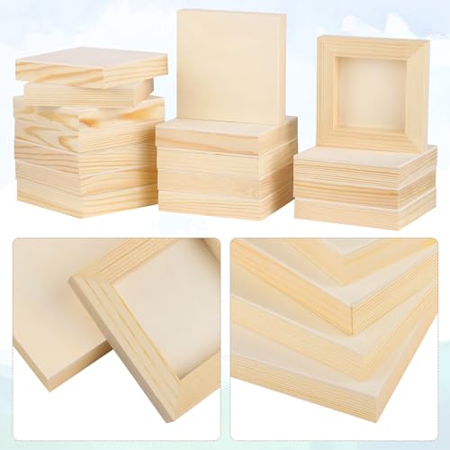 Aodaer 16 Pack Wood Panels 4 x 4 Inch Wooden Panels Canvas Unfinished Craft Wood Boards Panels for Art Crafts Acrylic and Oil Painting Pouring DIY Projects - size: 4 x 4 Inch