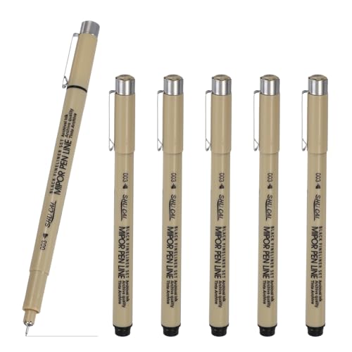 PATIKIL Fineliner Pens, 6 Pcs 003 0.15mm Fineliner Marker Black Waterproof Ink Archival Drawing Pens Art Supplies Set for Sketching Journaling Scrapbooking Artist Illustration - size: 003 0.15mm