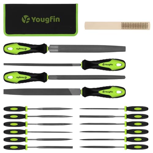 17 pcs File Set, 12 pcs Needle Files and 4 pcs Large Metal Files with Tool bag, Ideal Hand Tool for Woodwork, Metal, Model & Hobby Applications - style: 17 Pieces