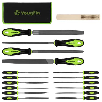 17 pcs File Set, 12 pcs Needle Files and 4 pcs Large Metal Files with Tool bag, Ideal Hand Tool for Woodwork, Metal, Model & Hobby Applications - style: 17 Pieces