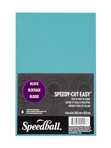 Speedball 4202 Speedy-Cut Easy Block Printing Carving Block – Soft Rubber-Like Material, Blue, 4 x 6 Inches - size: 4x6