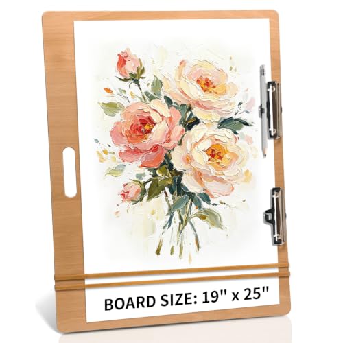 19"x25" Drawing Board with Dry-Erase Surface - Portable Art Board for Painting, Sketch, Classroom, Artist Supplies for Adults, Teens, Outdoor Drafting(Wood Grain) - color: Wood Grain, size: 19"*25"