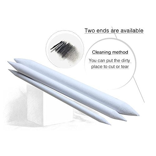 Zerodis 6 Pieces Art Blenders Paper White Pen Pastel Double Head Sketch Artist Blending Stumps and Tortillions Set