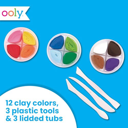 Ooly Air Dry Clay for Kids, 12 Colors Modeling Clay with 3 Shaping Tools, Play Dough Gifts for Kids, Craft Supplies - Creatibles - style: 12 Colors Complete Set