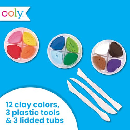 Ooly Air Dry Clay for Kids, 12 Colors Modeling Clay with 3 Shaping Tools, Play Dough Gifts for Kids, Craft Supplies - Creatibles - style: 12 Colors Complete Set