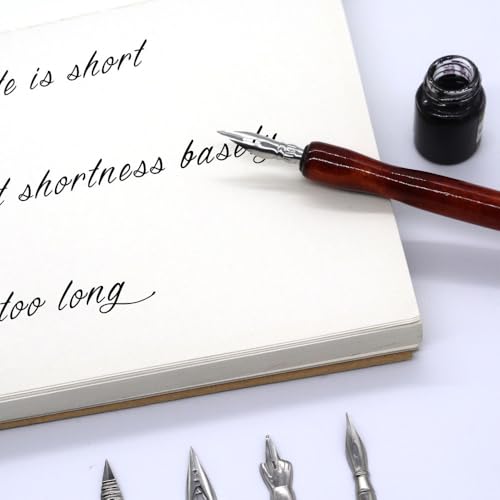 6Pcs Comic Dip Pen Holders Sandalwood Pen Nib Holders Dual Color Handles for Manga Sketching Calligraphy Hand Lettering Artists