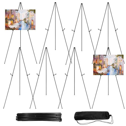 JEAWIWI 8PCS Black Easel Stand for Wedding Sign Stand, 66 Inch Portable Picture Stands for Display, Tripod Artist Easel for Painting, Floor Wedding Welcome Sign Stand, Metal Easel with Portable Bags - color: Black, size: 8 PCS
