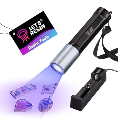 LET'S RESIN UV Light for Resin Curing, Portable Mini 365nm UV Flashlight Black Light, Faster Cure LED Waterproof UV Lamp Rechargeable for Resin Molds, Pet Urine, Dry Stains, Bed Bug - size: uv flashlight