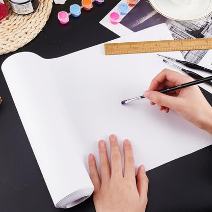 OLYCRAFT 10.7 Inch x 5.5 Yards Double Primed Cotton Canvas White Canvas Roll 0.3mm Thick Cotton Canvas Roll for Painting Double Primed Gesso Canvas Paper for Oil and Acrylic Paint Art Projects
