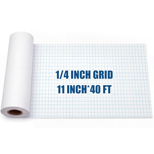 Jetec 1 Roll Large Grid Graph Paper Roll 1/4'' Grid 11 Inch x 40ft Engineering Drafting Paper for Blueprint School Classroom Graphing Supplies Engineer Architect Designer Mathematician Gifts - color: 1/4'' Grid, size: 11 Inch X 39ft