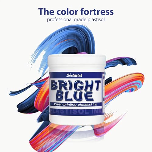 Shaliteink® Screen Printing Plastisol Ink Bright Blue - Highly Opaque Screen Printing Ink for Cotton, Polyester and Other Fabrics (8oz.) - color: Bright Blue, size: 8 fl oz